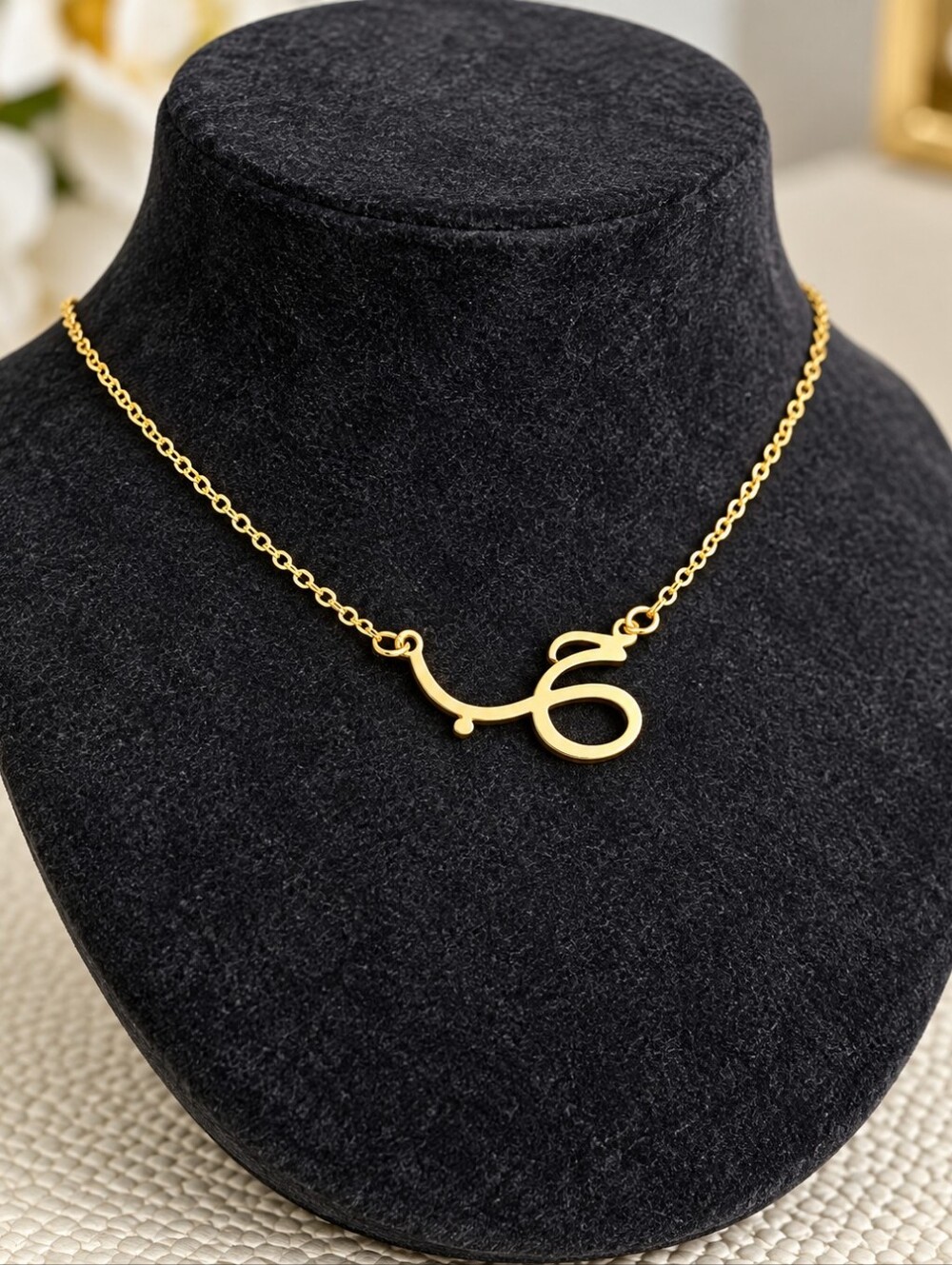 Gold Script Initial Necklace - Women Jewelry